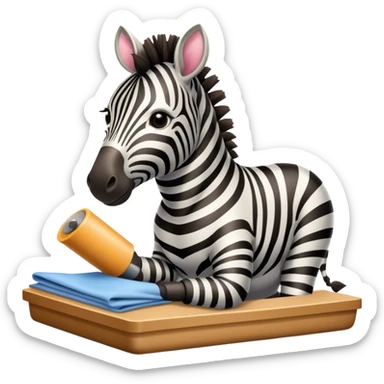 Zebra at work in fabric factory  sticker