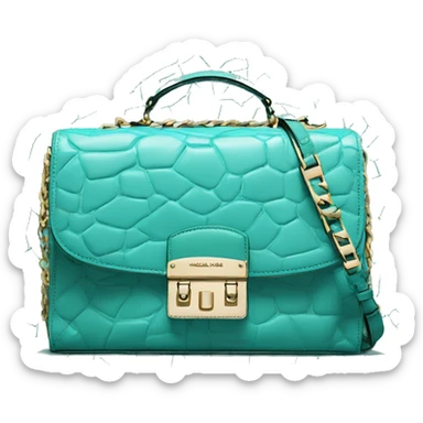 Realistic Michael kors cracked turquoise pattern satchel purse. sticker