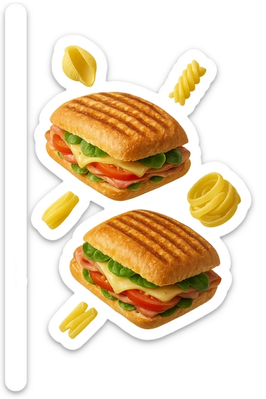 panini e pasta fluttuano in aria  sticker