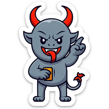 devil making a be quiet gesture sticker