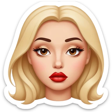 full glossy pouty baddie lips with lip liner sticker