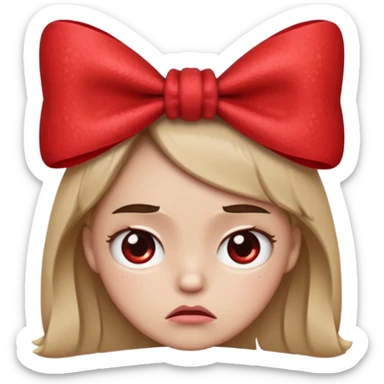 annoyed face with a bow  sticker