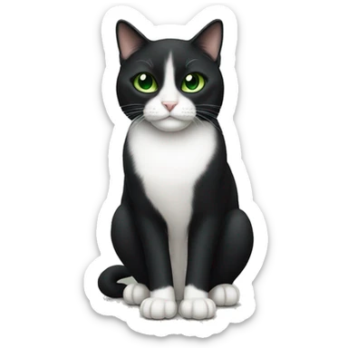 tuxedo cat with green eyes sticker