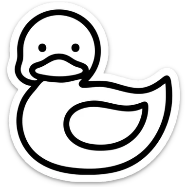 orange duck, outlined, with a cute face sticker