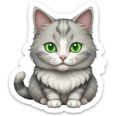 a grey and white cat sitting regally sticker