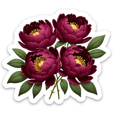 Close Burgundy peonies bouquet  sticker