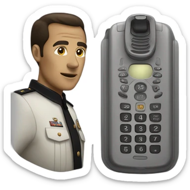 Lt commander data with an old timey phone sticker
