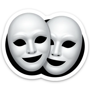  color white Two mask that is circling one is happy the other is sad sticker