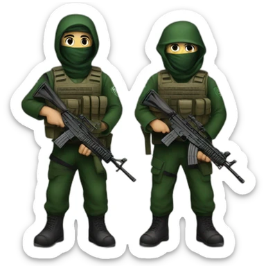 hamas and israeli fighters with rifles sticker