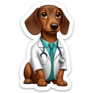 doctor Dachshund brown sticker
