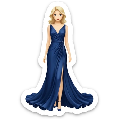 isolated realistic navy blue silk gown sticker