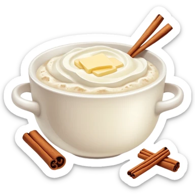 sour cream porridge with butter, sugar cinnamon sticker