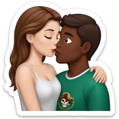 Brown haired white girl kissing Mexican sticker