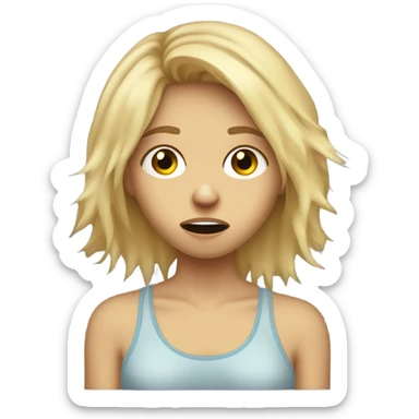 Blonde haired girl hungover from gin sticker