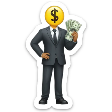Dollar man with a Logo in the Hand where ASEF is standing sticker