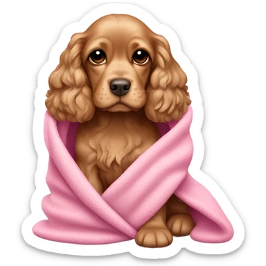 Cocker spaniel in a pink blanket sticker