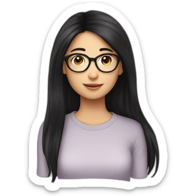 FCB girl long black hair with glasses d sticker