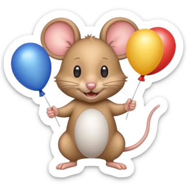 mouse holding balloons sticker