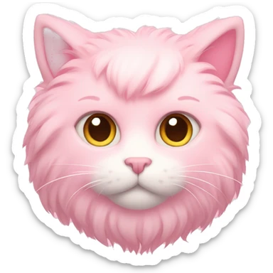Pastel pink cat fluffy hearts  sticker