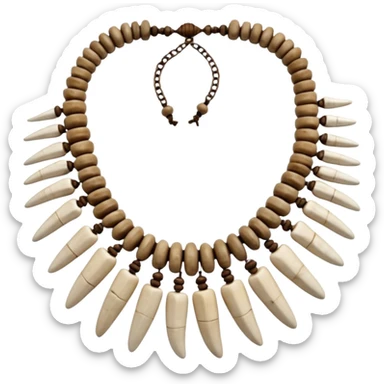 stone age necklace without human skeleton with elephant teeth and animal bones sticker