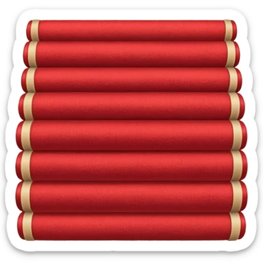  A full red rug, rolled up sticker