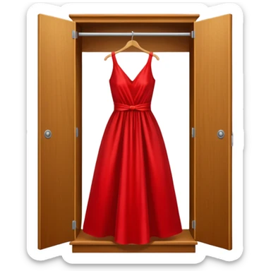 open wardrobe with dress hanging inside sticker