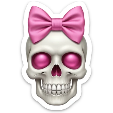  skull with small bow on side head sticker