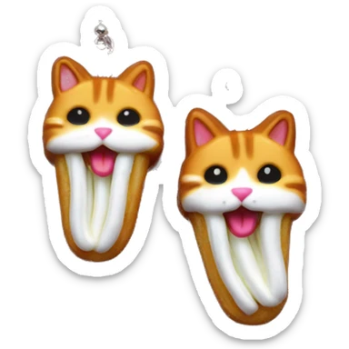 Cat earrings churros sticker
