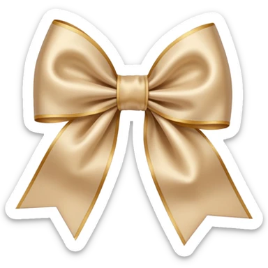 beige bow emoji, with a ribbon sticker