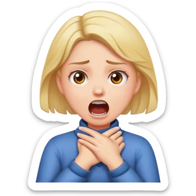 Girl crossing hands holding neck screaming mad sticker