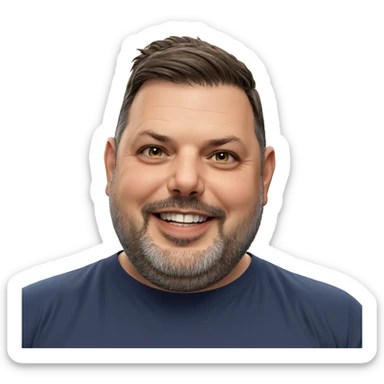 smiling boy with beard indoors sticker