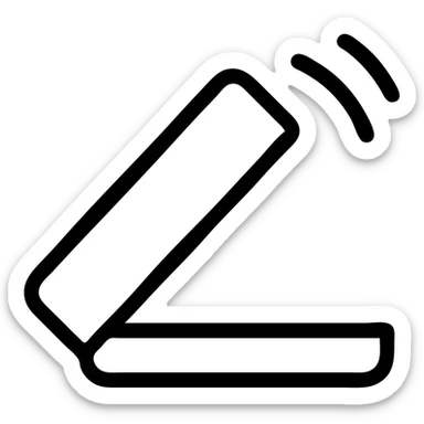 a laptop lid halfway closed, showing motion, simple and bold, minimal style, bold lines sticker