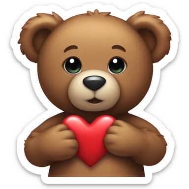teddy bear holding a heart sticker
