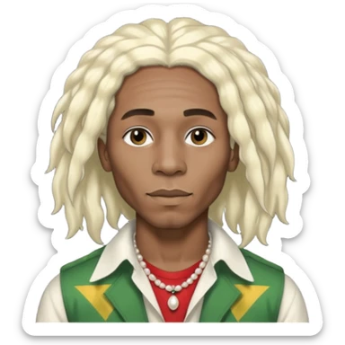 Black Male bob marley inspired hair platinum blonde with pearls makeup only head sticker
