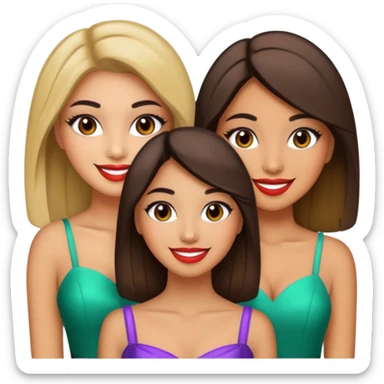 3 olive skin tone best friends. Glammed up, smiling  sticker