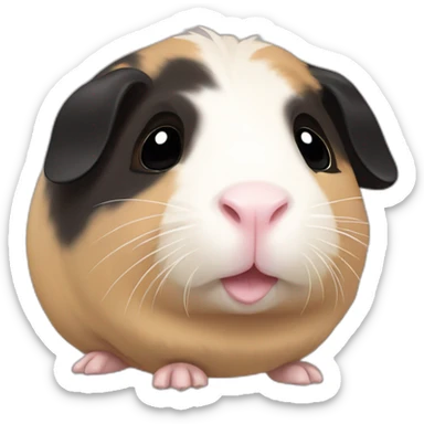 all beige body, black ear and black nose, black hands and black foot guinea pig sticker