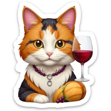 cat with wine sticker