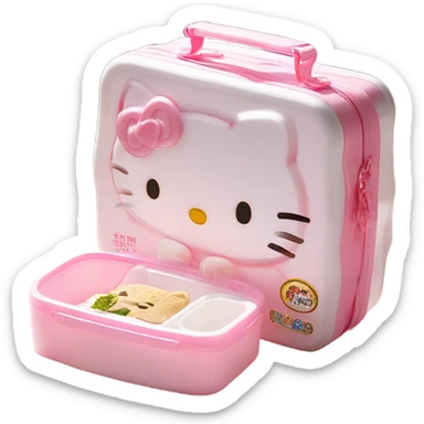 pink white light melody hello kitty sanrio cute lunch box white sticker