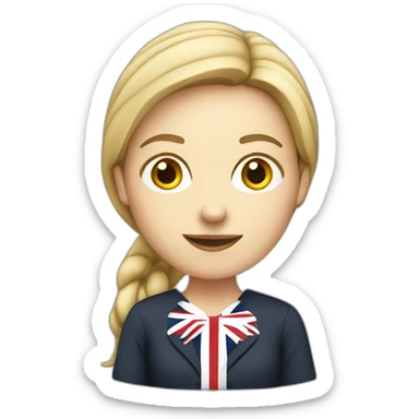 english teacher female with british flag sticker