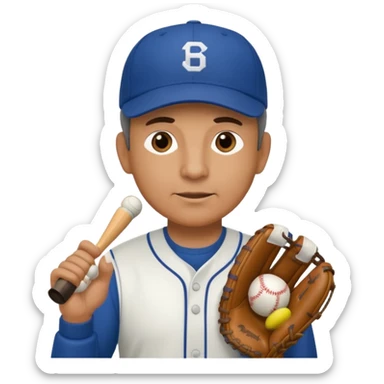 Middle aged Baseball Coach with sports whistle and a baseball glove sticker
