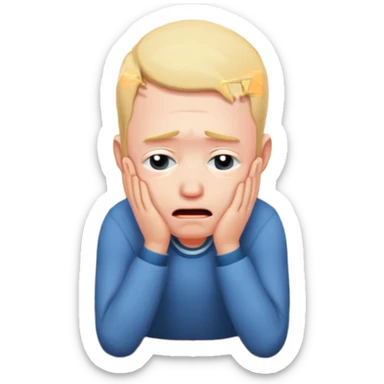 Crying male banging on the floor sticker