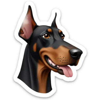 Doberman with brown cylinder in mouth. Smoke coming from cylinder  sticker