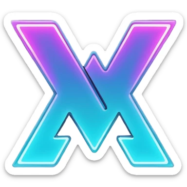 futuristic minimalistic emoji icon, letters "N" formed by three glowing digital lines representing Storm, Atom and NoizeGames, neon purple (#8B5CF6) and cyan (#00E0FF) on dark background, modern tech style, 1:1 aspect ratio sticker