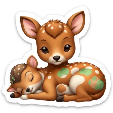 Baby deer sleeping sticker