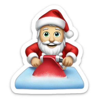 Emanuel macron dressed as santa ironing laundry sticker