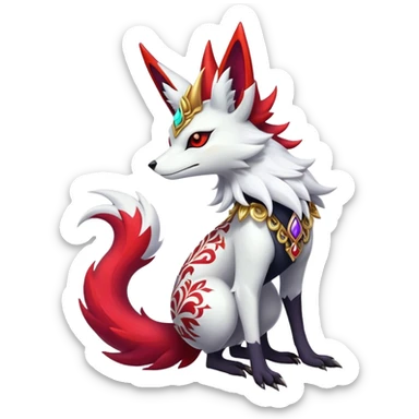 Shiny Exotic Gothic Braixen-Zoroark-Zangoose-hybrid-creature sticker