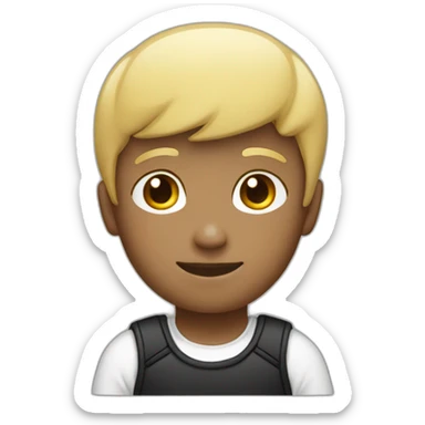 blonde boy with black and white back cap  sticker