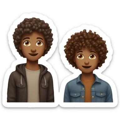 two best friends one with straight brown hair and one with curly hair sticker