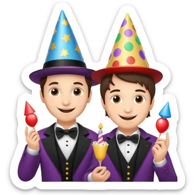 magician couple celebrat boy birthday  sticker