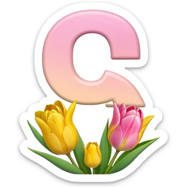 Number 8 made of soft pink and yellow tulips sticker